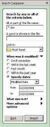Search using file date criteria